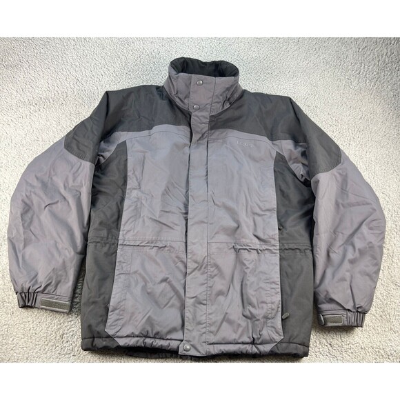 LL Bean Rugged Ridge Parka Jacket Mens Large Quilted Lined Nylon Black Gray